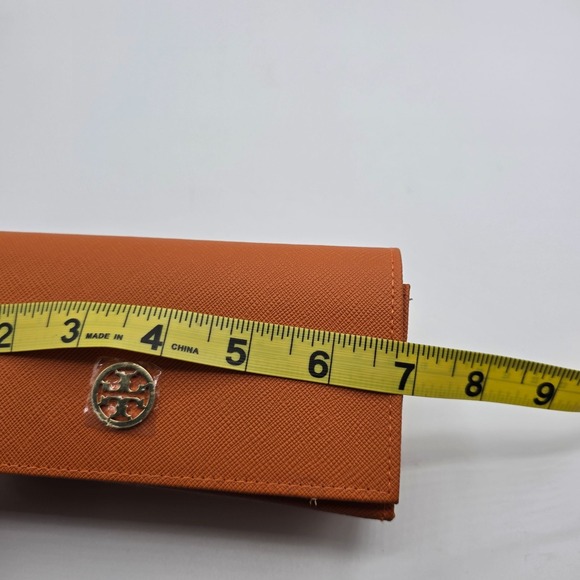 Tory Burch Orange Saffiano‎ Leather Eyeglass Sunglass Case Pouch Designer Luxury